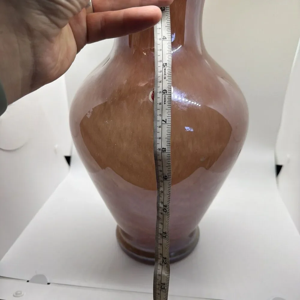 Lavorazione Arte MURANO  Dark Pink And White Vase 14